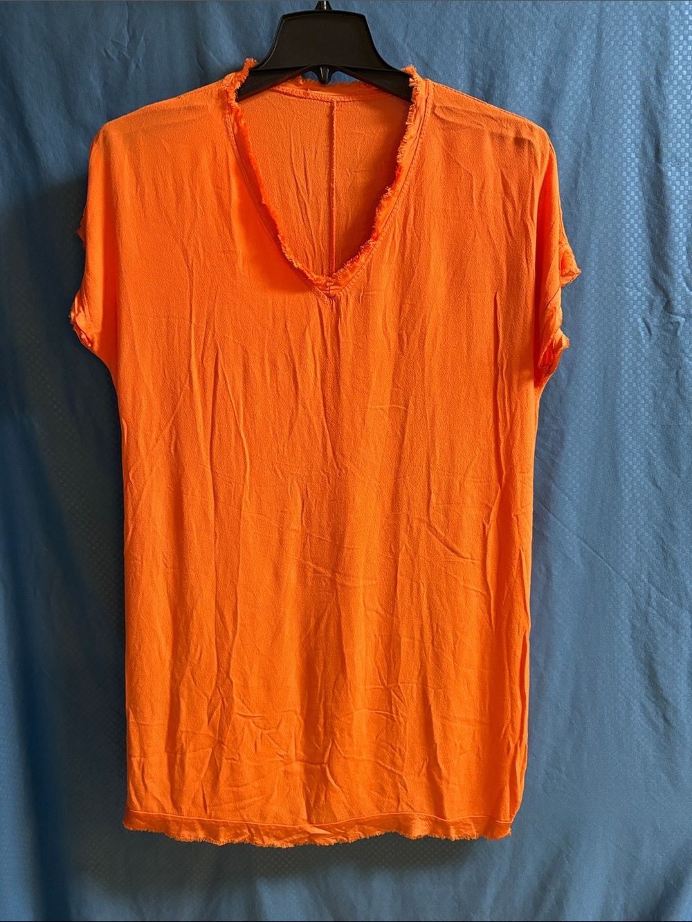Women's Orange V-Neck Short Sleeve Dress ART81357 AZ Made In Italy XL XXL